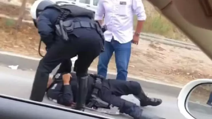 VIDEO: Atropellan a policía en el Libramiento Rosas Magallón