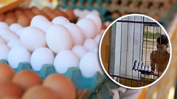 Hombre roba huevos de una tienda y esto le pasó al final