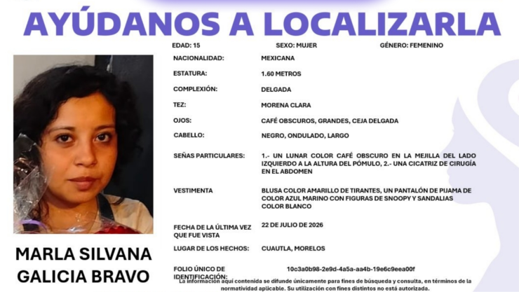 SE BUSCA a Marla Silvana Galicia Bravo, adolescente desaparecida en Cuautla.