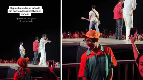 Exhiben a seguridad disfrutando del concierto de los Jonas Brothers en Cancún.jpg