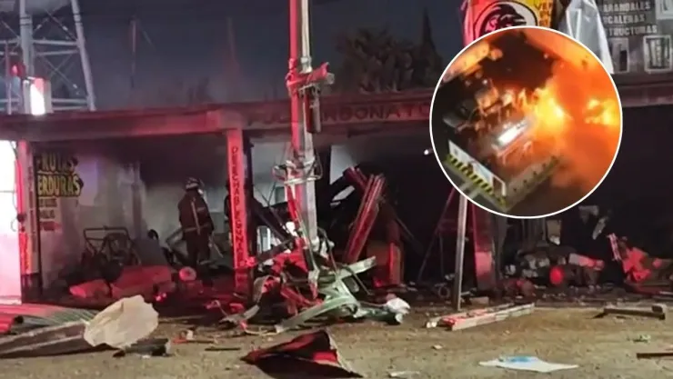 Explosión de pipa en gasera de Chalco deja una persona herida y negocios afectados en Edomex