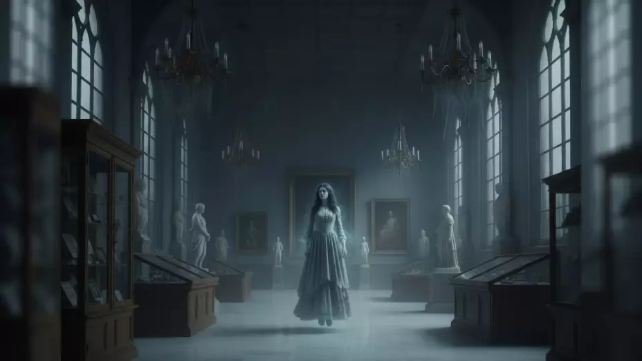 Mujer fantasma en museo