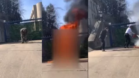 MILITAR SE PRENDE FUEGO