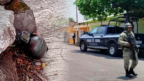 Menor de edad se encuentra con granada de fragmentación en la banqueta de su casa en Tapachula, Chiapas