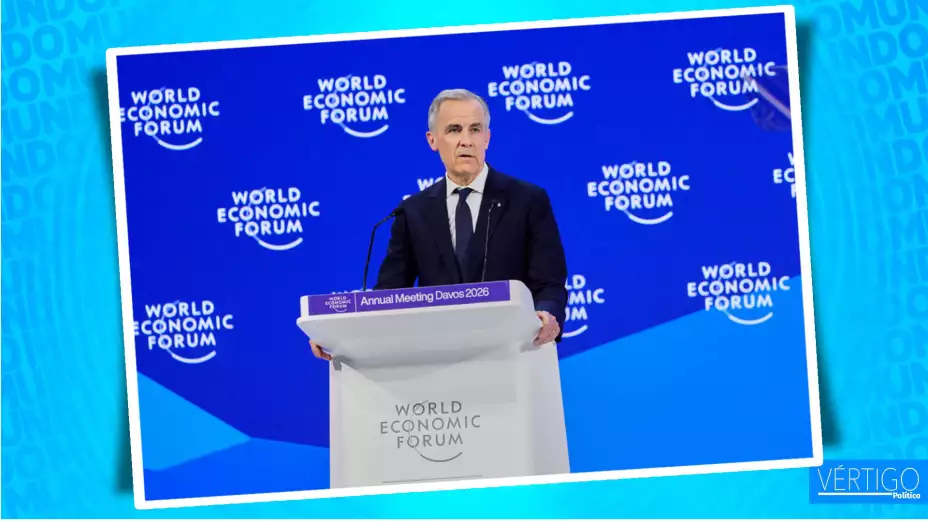 Mark Carney, primer ministro de Canadá, habla en Davos, Suiza.