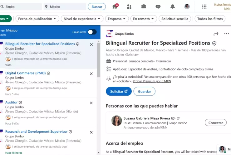 Bimbo vacantes en CDMX