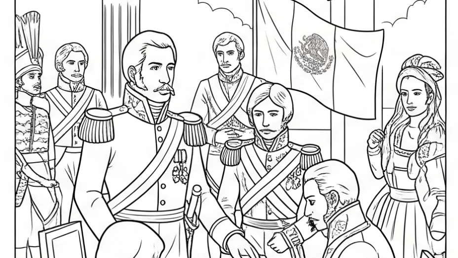 Imagen para colorear de la anexión de Chiapas a México