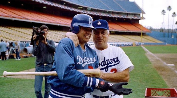 Lasorda y Fernando Valenzuela
