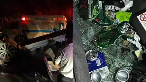 Conductor ebrio al volante se vuelca en la avenida 20 de noviembre en Cancún; así fue el accidente