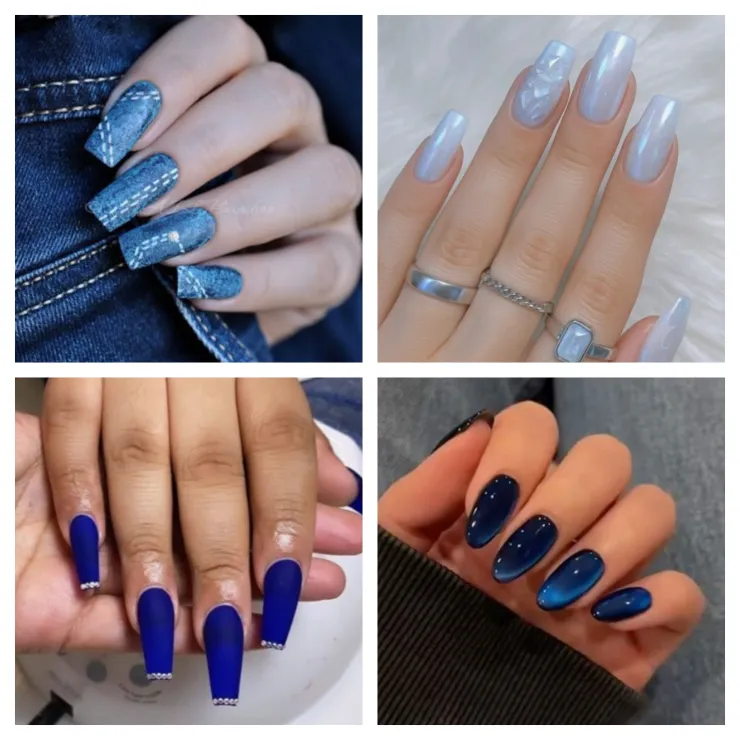Modelos de uñas acrílicas azules