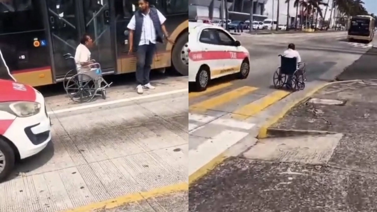 Captan a chofer de camión Ulúa abandonando a hombre en silla de ruedas en Veracruz; fue despedido y perdió su licencia