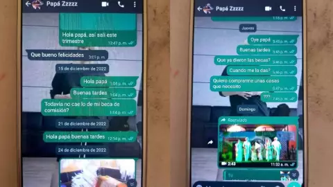 Papa roba beca a hija.