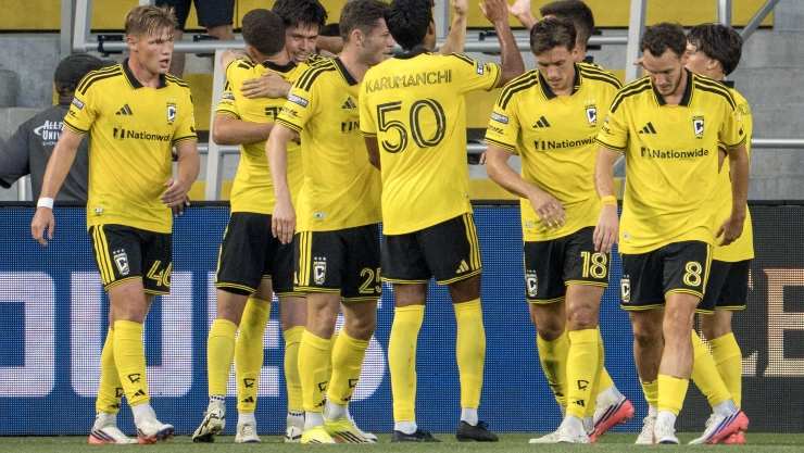 Columbus Crew festeja su gol ante el Atlas en la Leagues Cup 2026.