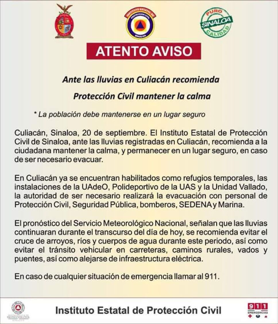 Instituto estatal de proteccion civil de Sinaloa