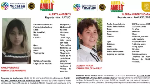 activan alerta amber por menores desaparecidas meerida