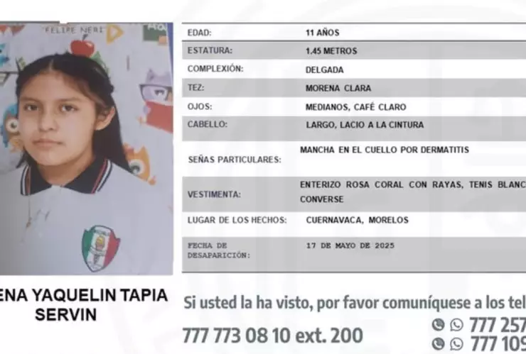 Se busca a Ximena Yaquelin Tapia Servín.