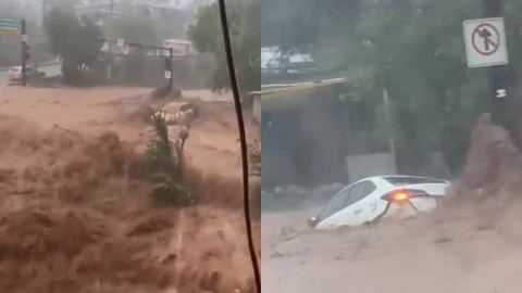 Intensa lluvia sorprende a habitantes de Nogales, Sonora