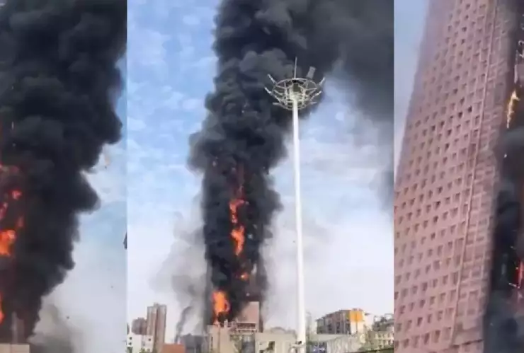 VIDEO Incencido arrasa con un rascacielo en China, no hay heridos