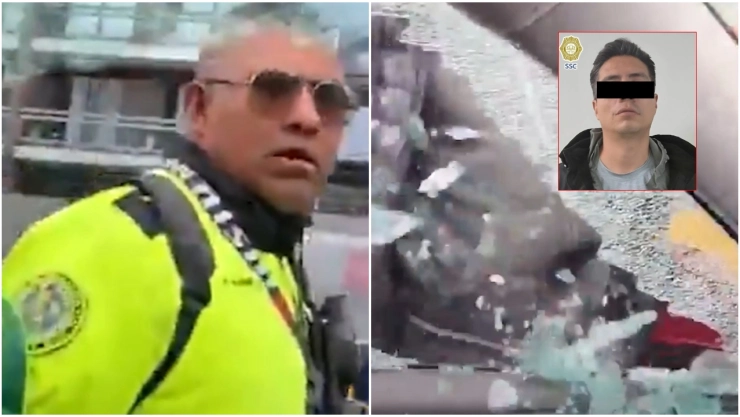 Un sujeto dio un cristalazo a un conductor en CDMX frente a policía.