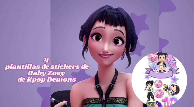 4 plantillas de stickers descargables de Baby Zoey de Kpop Demons Hunters para decorar la funda de tu celular