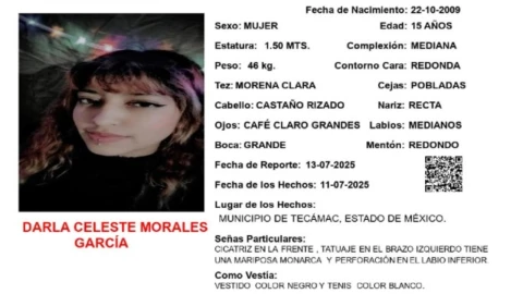 Activan Alerta Amber urgente en el Edomex: Desaparecen dos menores; temen por sus vidas. En la imagen principipal se observa la imagen de Darla Celeste Morales García, una de las jóvenes que sigue sin ser localizados.