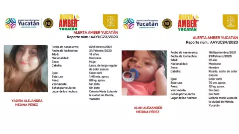 Activan Alerta Amber por desaparición de joven y una bebé en Yucatán