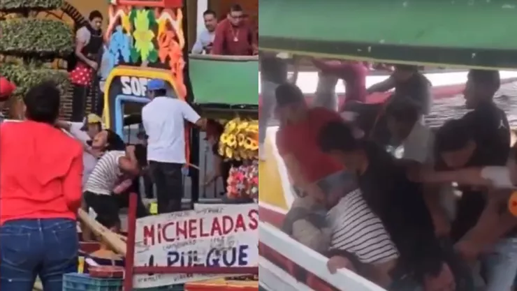 Pelea en las trajineras de Xochimilco involucra alrededor de 20 personas