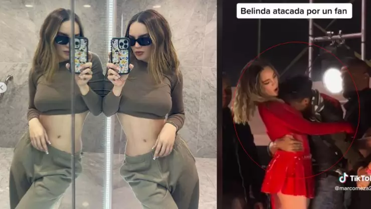 Belinda es ACOSADA por un fan en pleno concierto, VIDEO