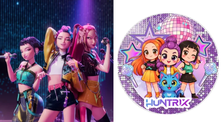 Kpop Demon Hunters para imprimir 4 plantillas de stickers redondos para decorar cualquier superficie