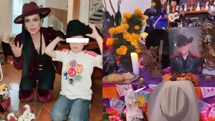 ¡EMOTIVO! Maribel Guardia y su nieto arman altar de Día de Muertos a Julián Figueroa