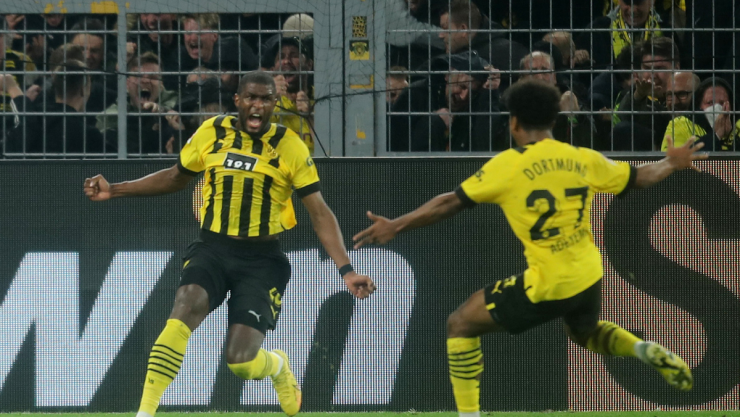 Anthony Modeste celebra el gol del empate del Borussia Dortmund
