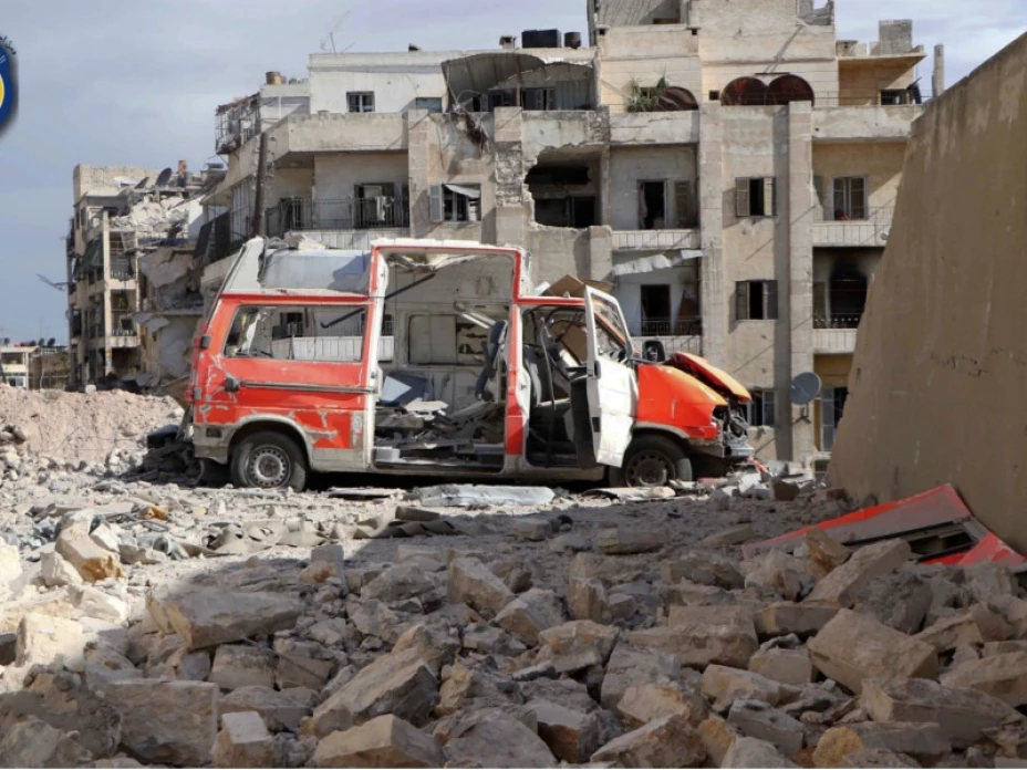 Ambulancia destruida en Alepo