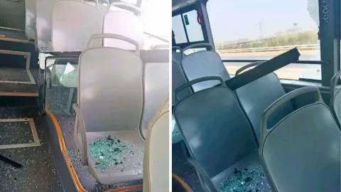 Las fuertes rachas de norte habrían provocado la ruptura de una ventana en un camión urbano