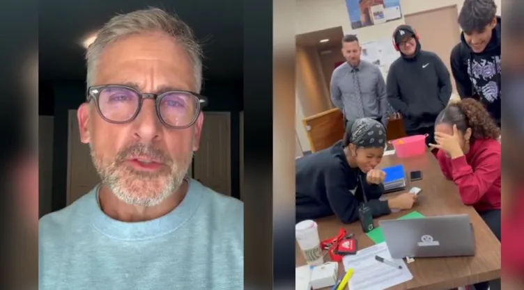 Steve Carell sorprendió a estudiantes de California.