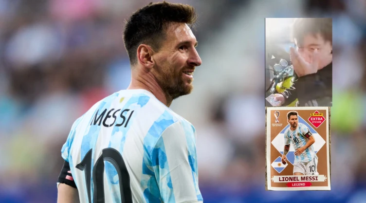 Lionel MEssi jugando con la Selección de Argentina - Álbum Mundial Qatar 2022