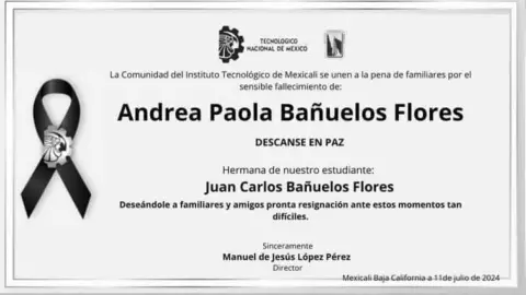 Comunidad educativa despide a la joven Paola Andrea Bañuelos en Mexicali