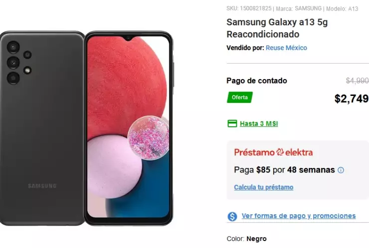 El Samsung Galaxy A13 a un precio increíble en Elektra