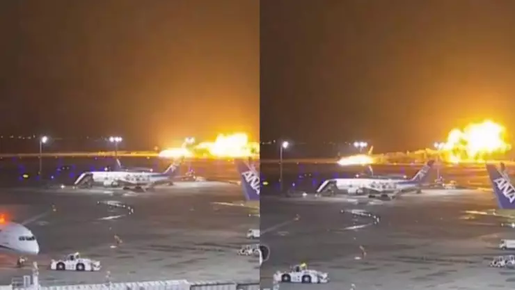 Choque entre avión de Japan Airlines y aeronave