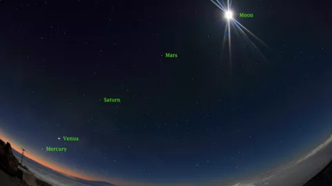 Júpiter, Saturno, Mercurio y la Luna se alinearán este 14 de enero y se podrá ver en México