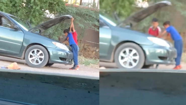 niños arreglan coche video