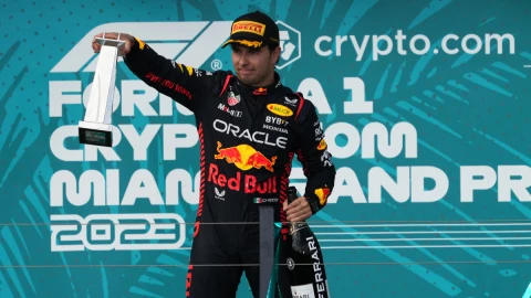 Checo P&eacute;rez segundo del Gran Premio de Miami