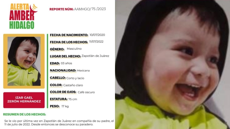 Alerta Amber Izar Zerón Hernández Hidalgo
