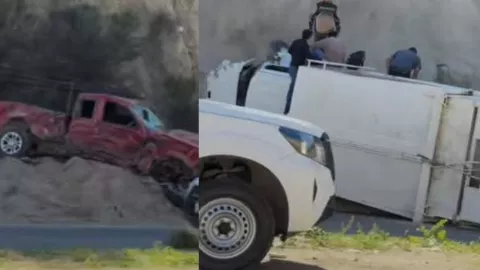 Volcadura entre camión de basura y pick up en el bulevar 2000; 3 personas involucradas