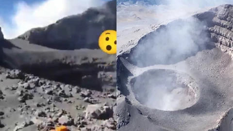 hombre cráter volcán Popocatépetl