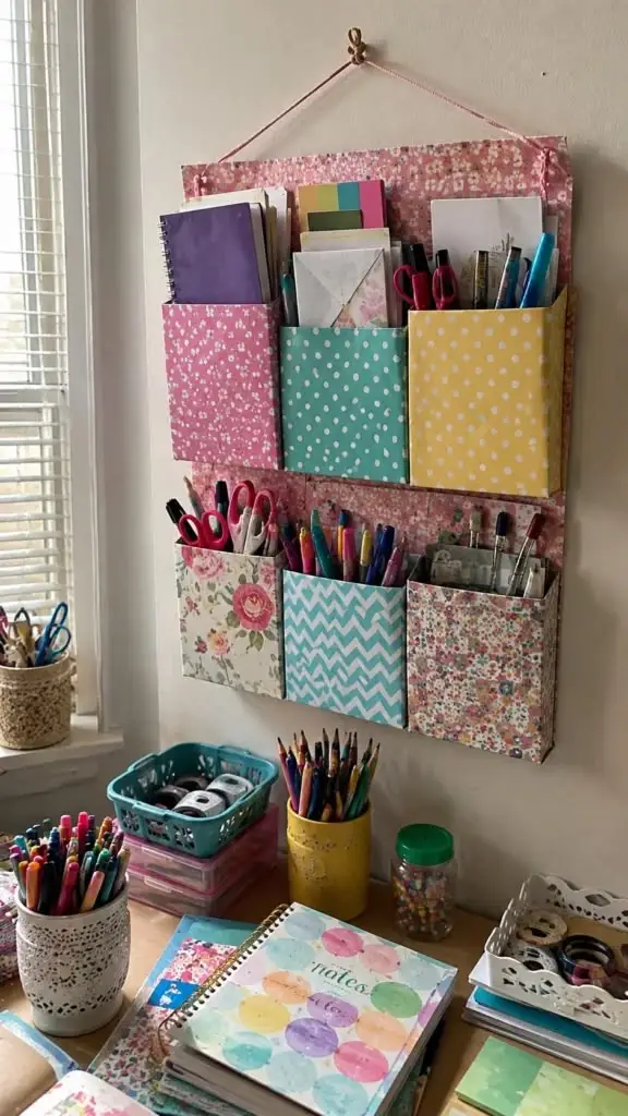Organizador de libretas y revistas con cajas de cereal