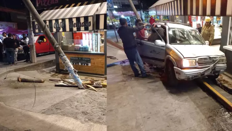 Adulto pierde el control y choca contra camioneta.