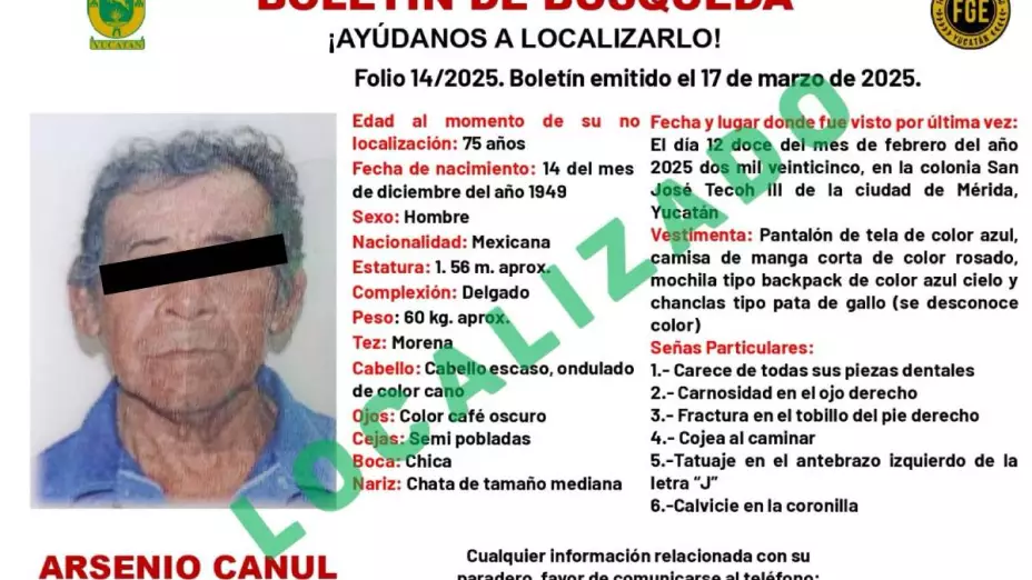 AL MOMENTO_ Localizan a adulto mayor tras estar desparecido 36 días