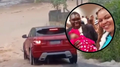 video familia arrastrada por inundación Brasil