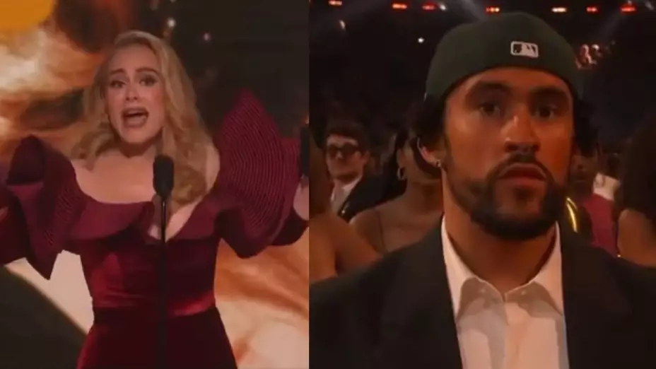 reacción de Bad Bunny tras perder contra Adele en los Grammy