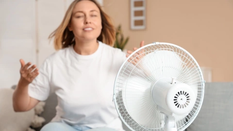 Mujer ventilador